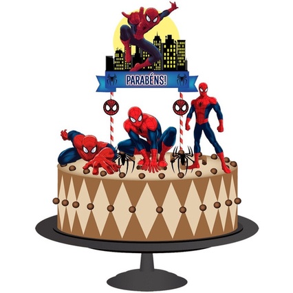 Topo De Bolo Topper De Bolo Aniversario Homem Aranha Shopee Brasil