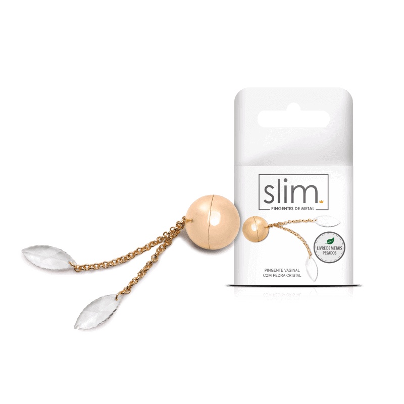 Pingente Vaginal Feito em Metal com 2 Berloques em Forma de Cristal, São Livres de Metais Pesados - Sexy Fantasy Slim | 2,4 cm em Oferta na Shopee