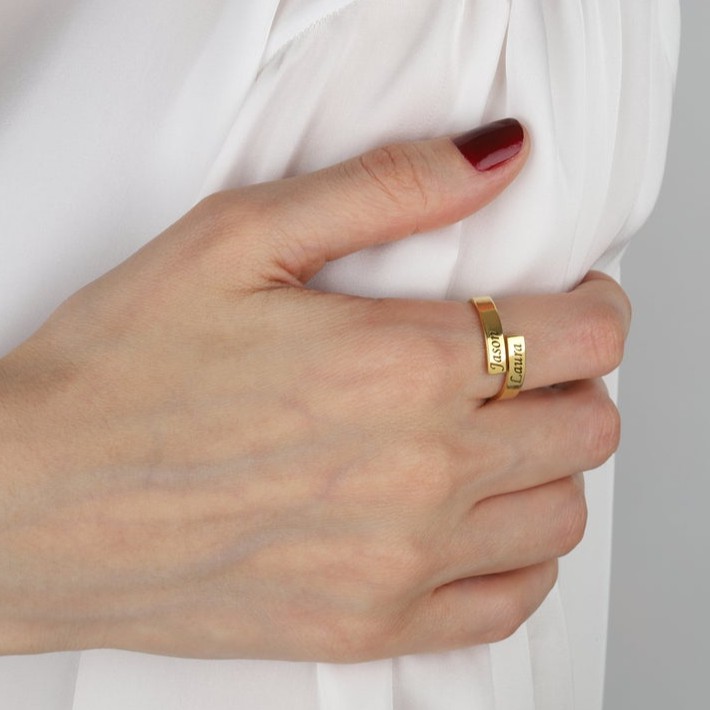 Vnox Anel personalizado da Promessa Para Seu Anel Com Nome em Espiral Para Mulheres - Fashion Accessories