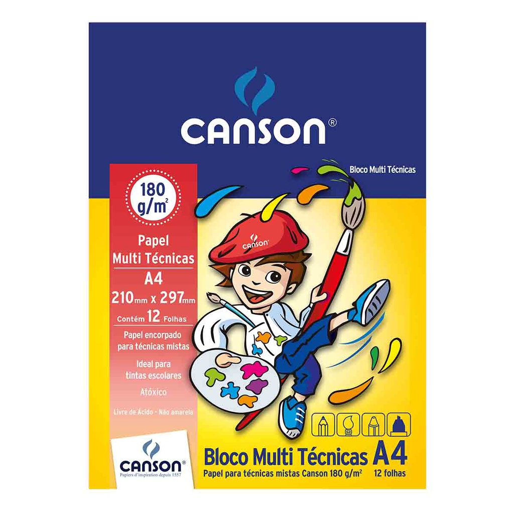 Bloco Escolar Multi Tecnicas Canson 180 Gm2 A4 12 Folhas Escorrega O Preço 5590