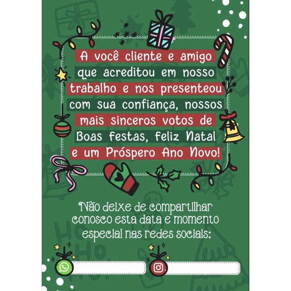 50 cartões 9x5 agradecimento fim de ano natal verde card natal ano novo  boas festas | Shopee Brasil