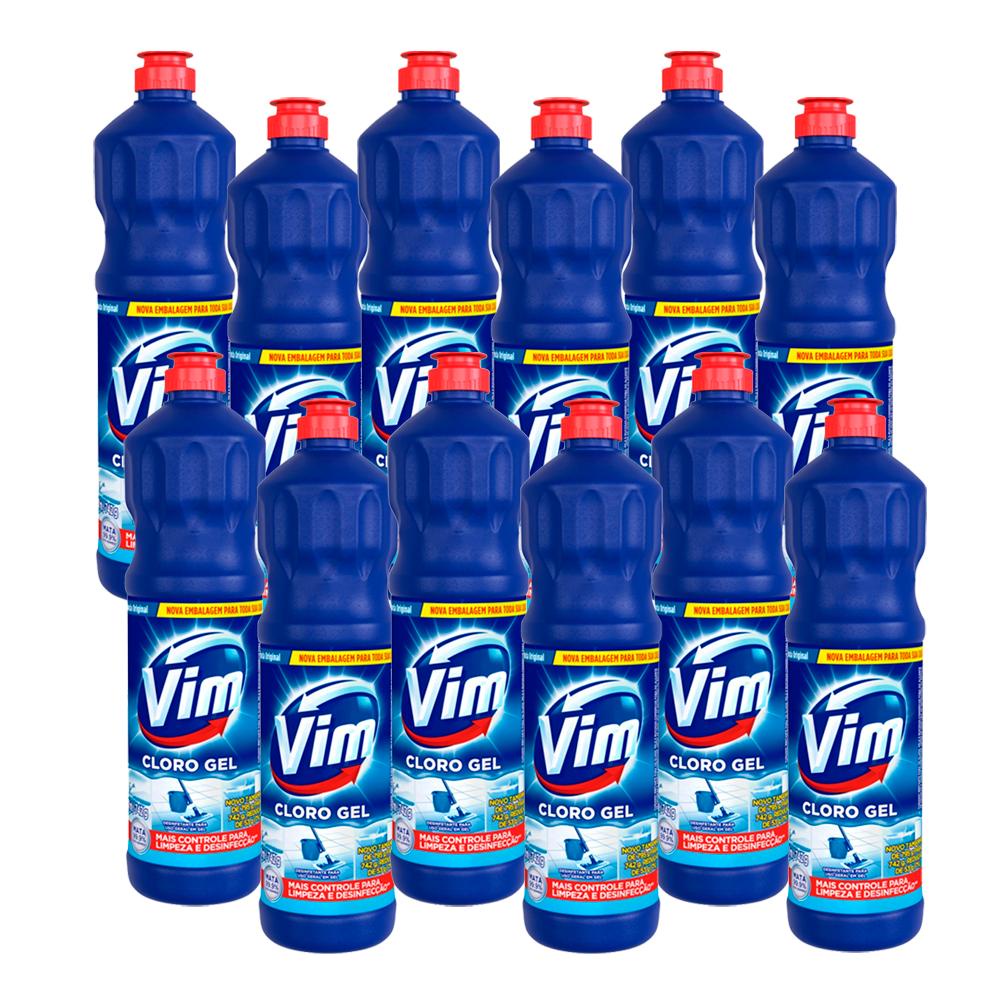 Kit 12 Desinfetantes Vim Multiuso Cloro Gel Original 700ml em Oferta na Shopee