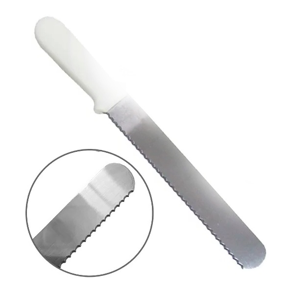Espátula De Cozinha Com Serrilha De Inox Cabo Branco 30cm