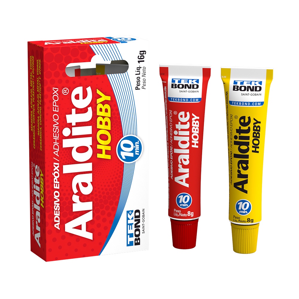 Adesivo Araldite Cola Epóxi secagem rápida para madeira vidro plástico e muito mais em 10 min Hobby 16gr