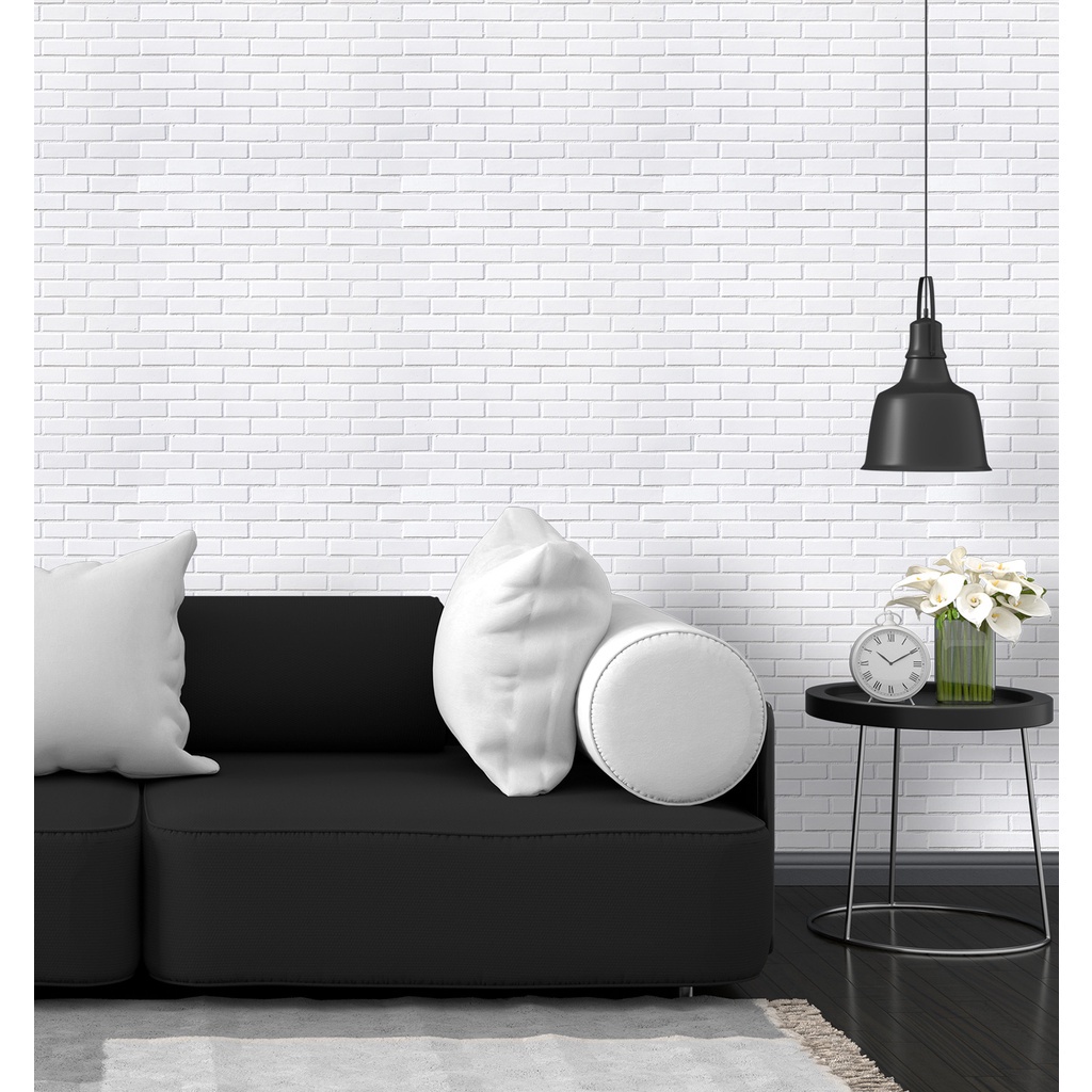 Papel de Parede Adesivo Tijolinho Branco Tijolo Branco Neve Adesivo Lavável Rolo de 3 Metros