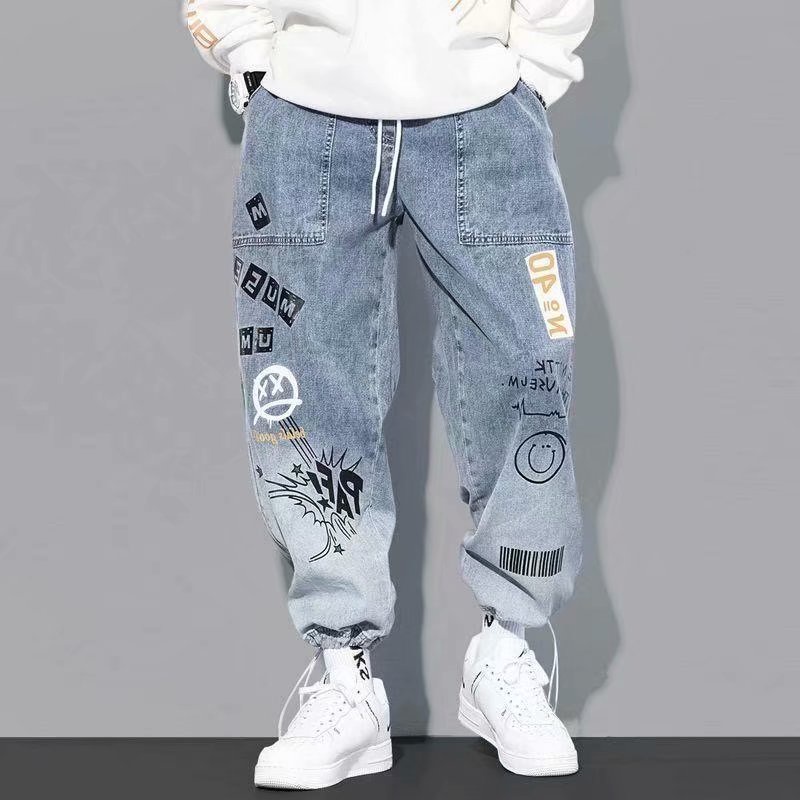 Carta Star Print Calça Jeans De Cintura Baixa Reta Baggy Roupas Cyber Y2k  Homens Coreano Streetwear Moda Hip Hop Estilo Combina Com Tudo Casual Longa  Larga - Escorrega o Preço