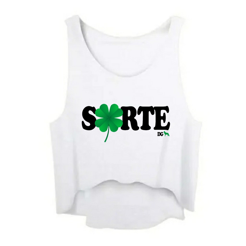 Regata Cropped feminino academia sorte trevo quatro folhas promoção