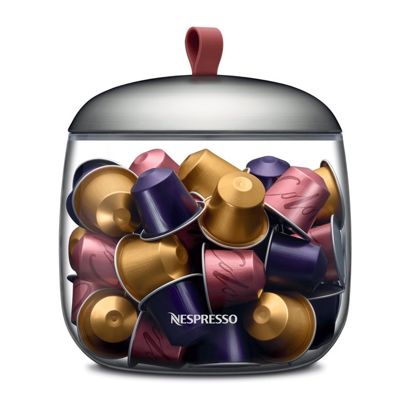 Nespresso Porta cápsulas LUME Mia de Vidro com tampa Inox Escovado