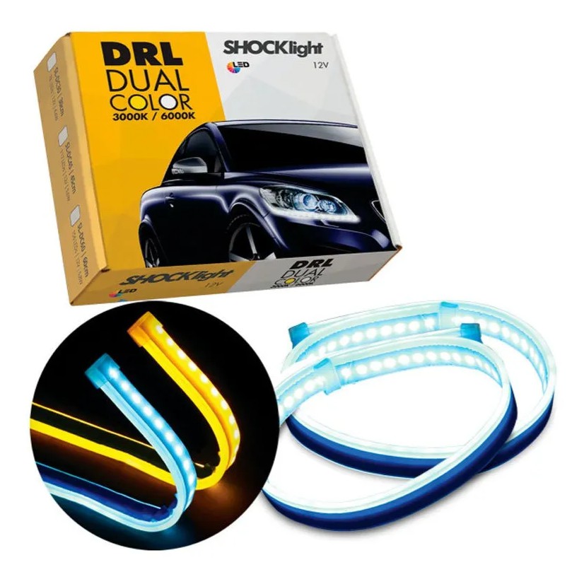 Fita Barra Led 45 Cm Dual Color Shocklight Carro Moto Tuning em Oferta na Shopee