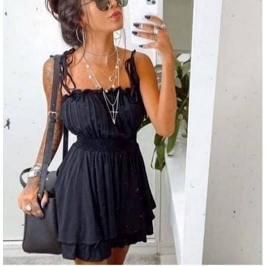 vestido de alcinha preto soltinho