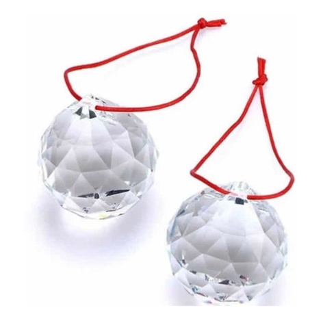 Kit Feng Shui 2 Esferas de Cristal K9 40mm com Cordão Vermelho de 1 Metro para Harmonia em Oferta na Shopee