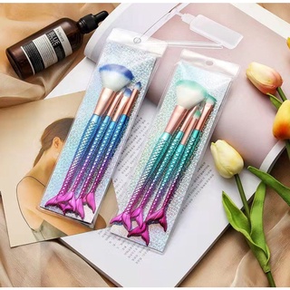 Kit 4 Pincel Sereia de Maquiagem Para Sobra Blush Contorno Pó Sombra pronto entrega