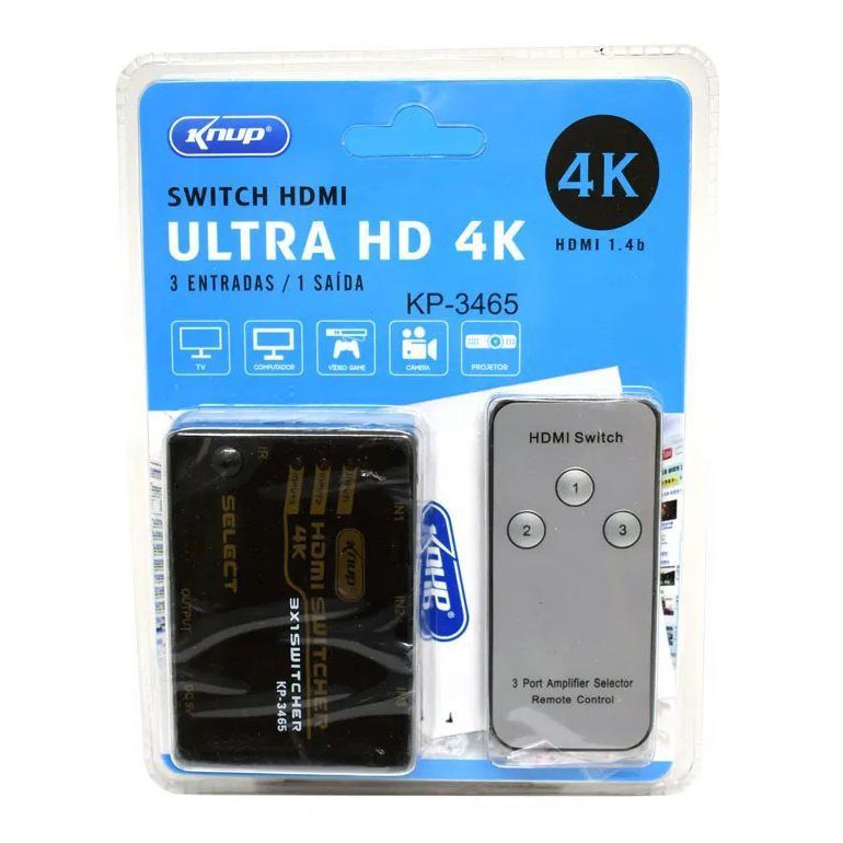 ADAPTADOR SWITCH HDMI 3X1 4K KP-3465