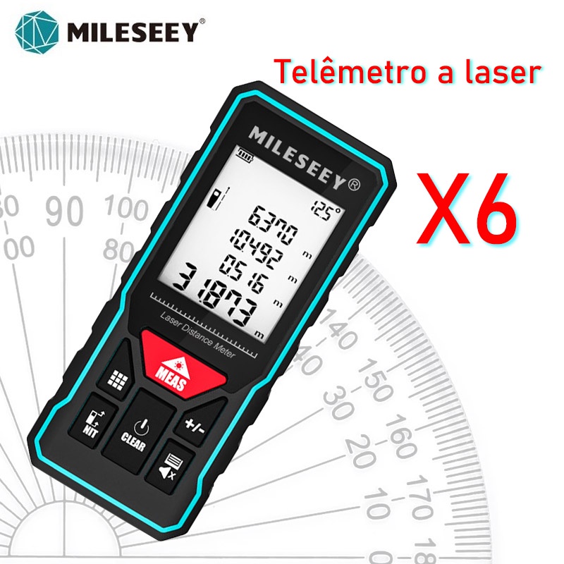 Mileseey X5 X6 Telêmero Laser 40M 60M 80M 100M Medidor Recarregável ...