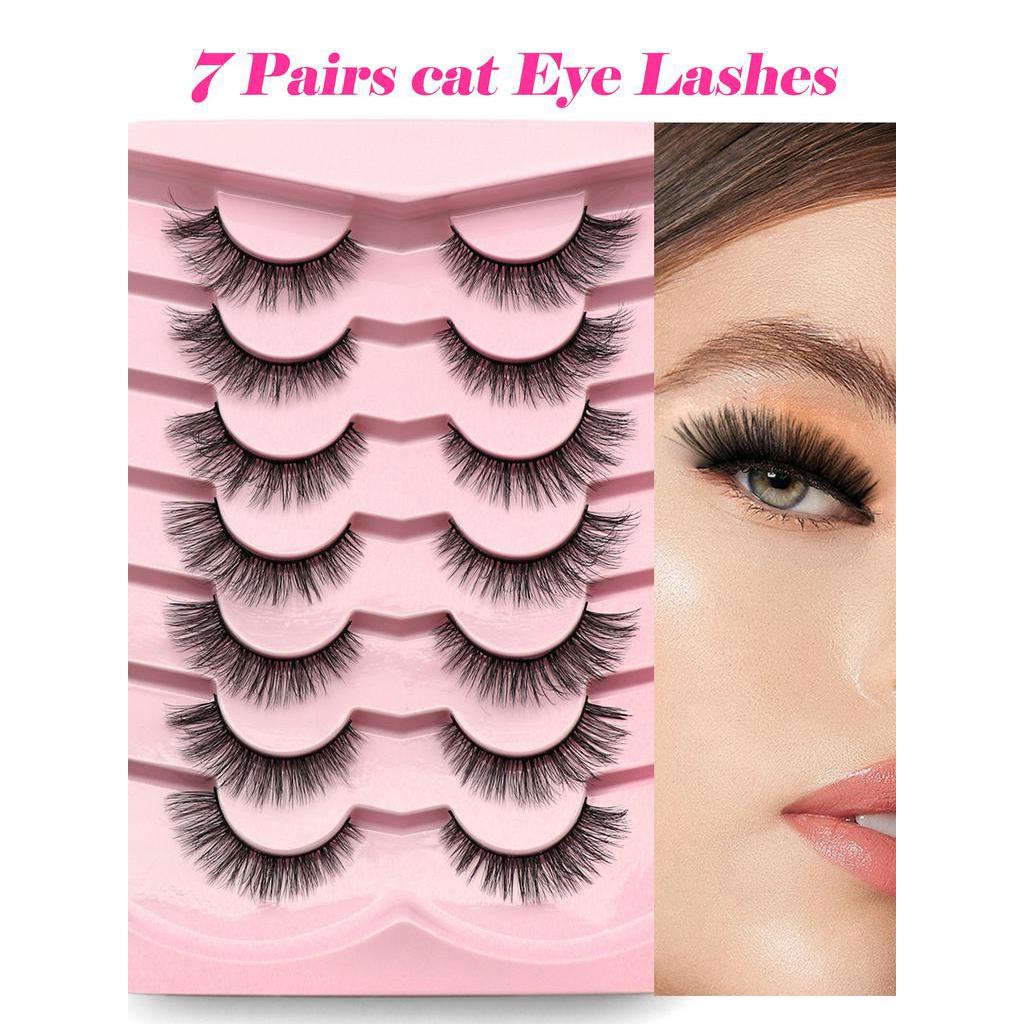 7 Pares Cílios Completos Cílios Completos Cílios Naturais Curling 12mm Fofos Fofos Finos Diários Falsos Cílios Volumizados Extremidades dos Olhos Alongados