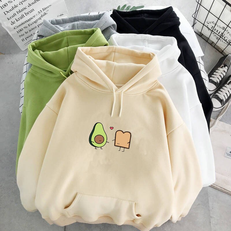 Harajuku Moda Feminina Hoodies Roupas de Inverno Kawaii Lã Bonito