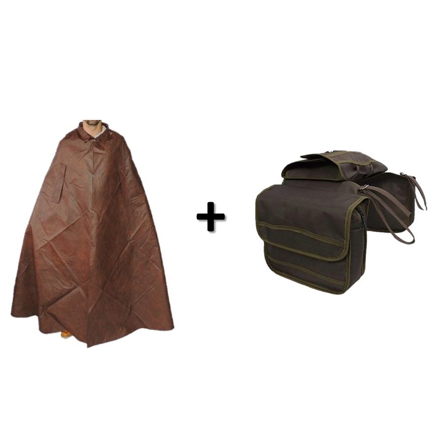 alforge termico com porta capa em nylon para sela arreio +  poncho capa de chuva boiadeiro