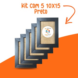 Kit Porta Retrato 10x15 C/Vidro Preto 5 Unidades em Oferta na Shopee