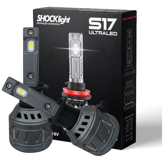 Lâmpada Ultra Led Shocklight 55w S17 Nano H1 6000k C/ Canbus - Spare Parts and Accessories for Vehicles