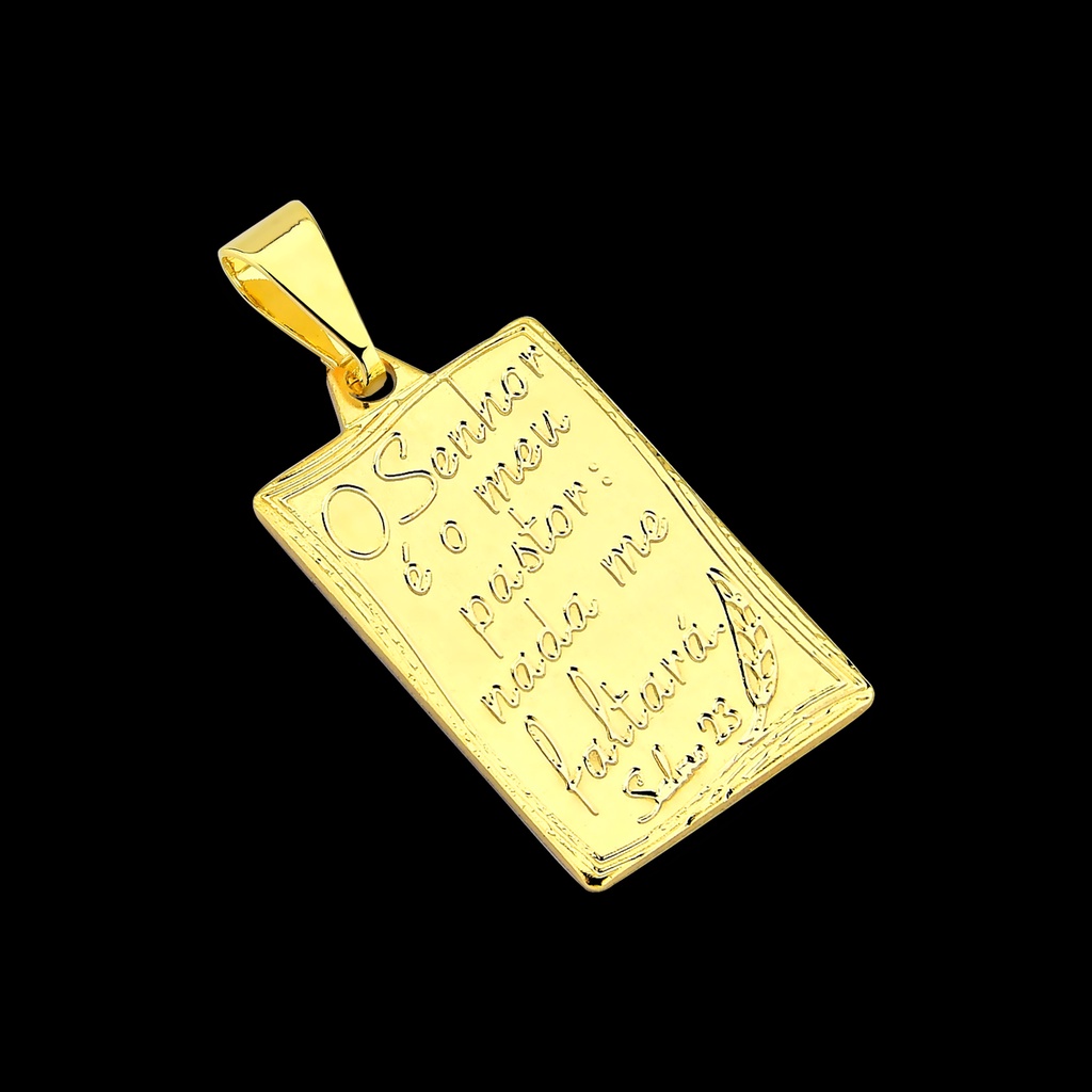 Pingente Para Corrente Quadrado Plaquinha Banhado a ouro 18k O Senhor é meu Pastor e nada me Faltará Masculino Feminino em Oferta na Shopee