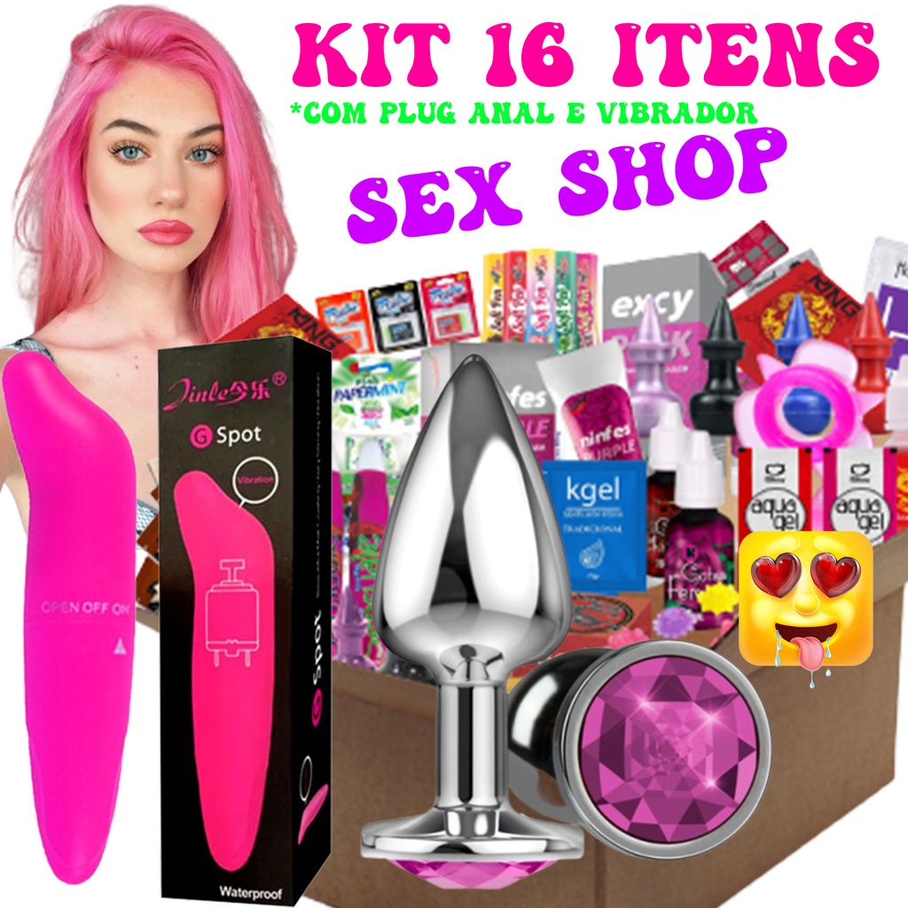 Kit Sex Shop 16 Produtos Eróticos Com Plug Anal Vibrador Feminino Ponto G Golfinho Escorrega 9229