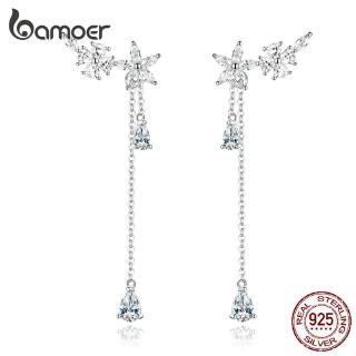 Bamoer 925 Sterling Silver Long Tassel Drop Dangle Earrings for Women Wedding  Fine Jewelry Brincos New Moda BSE288