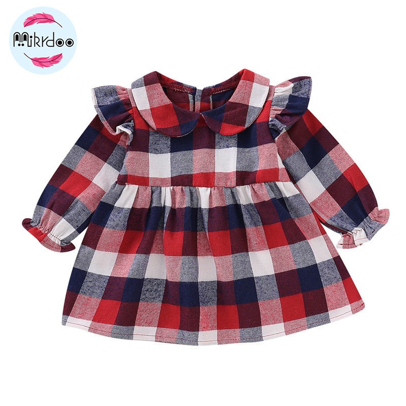 vestido xadrez manga longa infantil