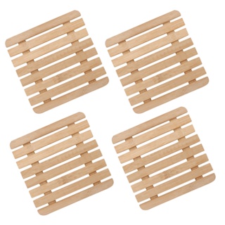 Kit 4 Descanso Panela Travessa Suporte Apoio Quadrado Bambu 17 cm Mesa Posta Servir em Oferta na Shopee