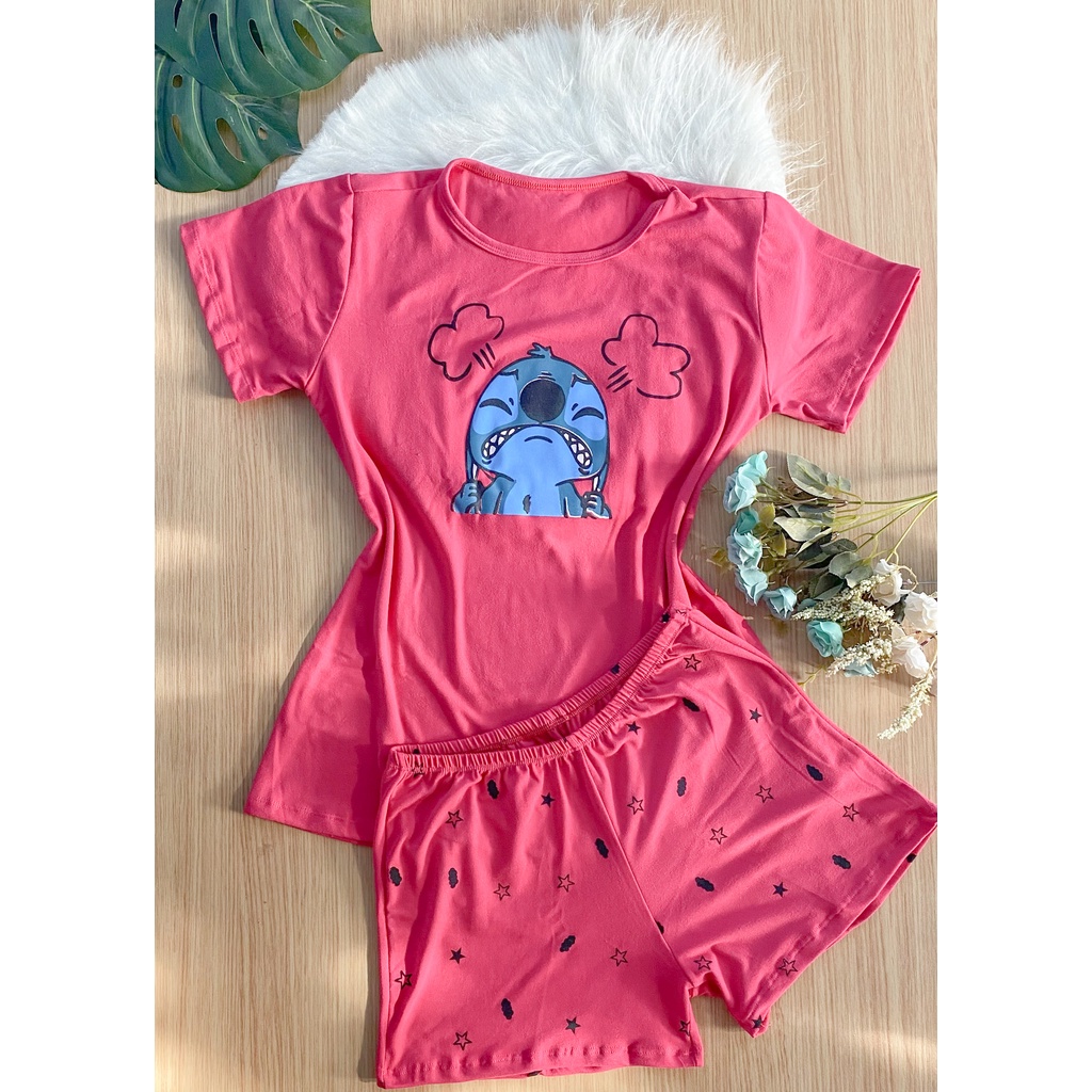 conjunto de dormir pijama feminino shortdoll atacado malha confort
