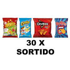 KIT COM 30 Mini salgadinhos Elma Chips- Cheetos Fandagos Doritos Ruffles ( PROMOÇAO)