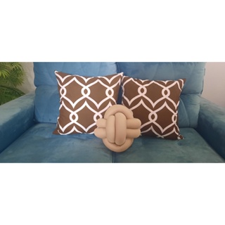 Kit 3 Peças 2 Almofadas Cheias Com Zíper + Nozinho Decorativo Escandinavo Sala Quarto em Oferta na Shopee