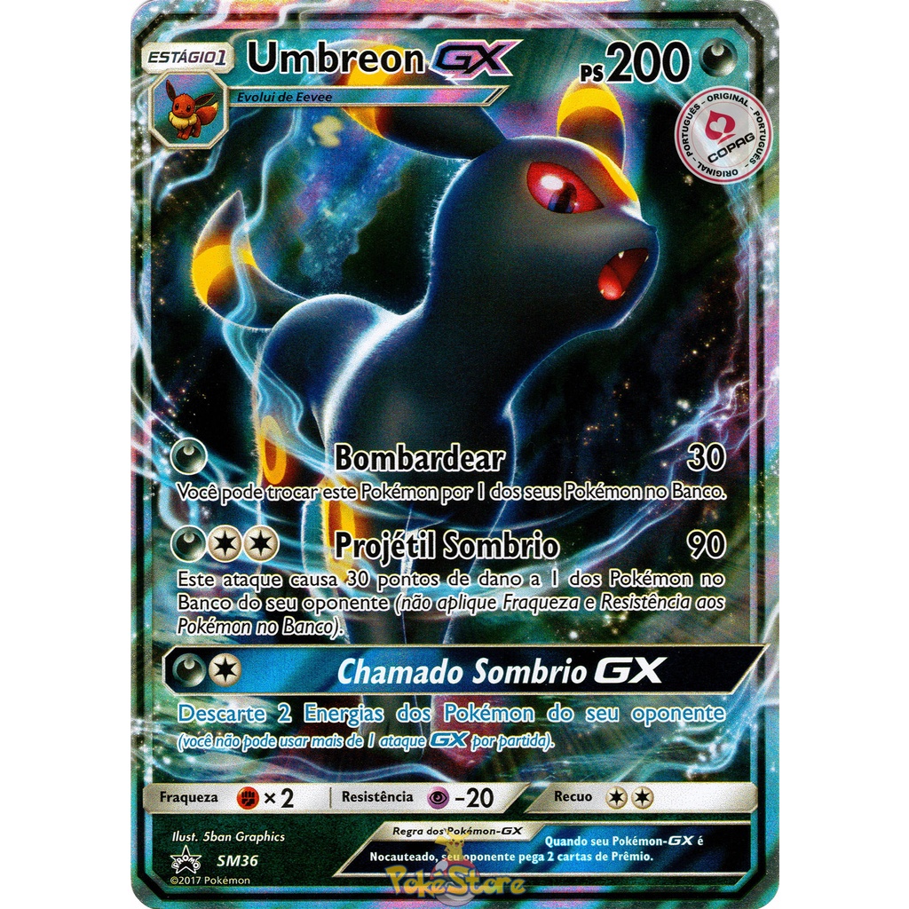 Carta Pokemon Umbreon GX Português Original Copag Sol e Lua Promo - Pronta  Entreega - 142/149 80/149 | Shopee Brasil