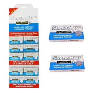 Lamina de Barbear Super Max Platinum com 50 unidades