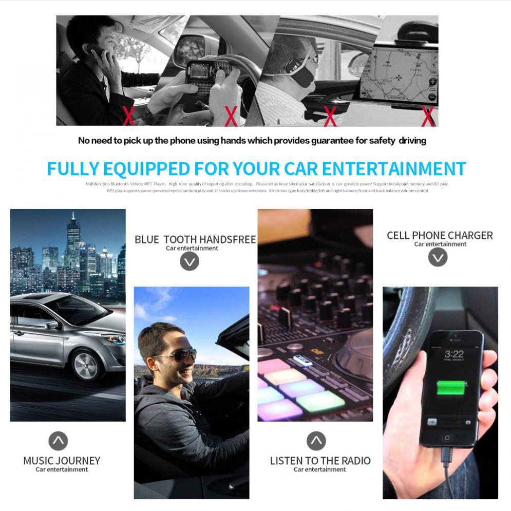 DC 12V Car MP3 Player Radio Playback Radio Tuner Blutooth FM EQ 4 Speaker Stereo