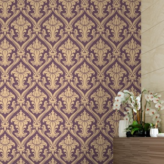 Papel de Parede Arabesco Damasco (Bordô) em Oferta na Shopee