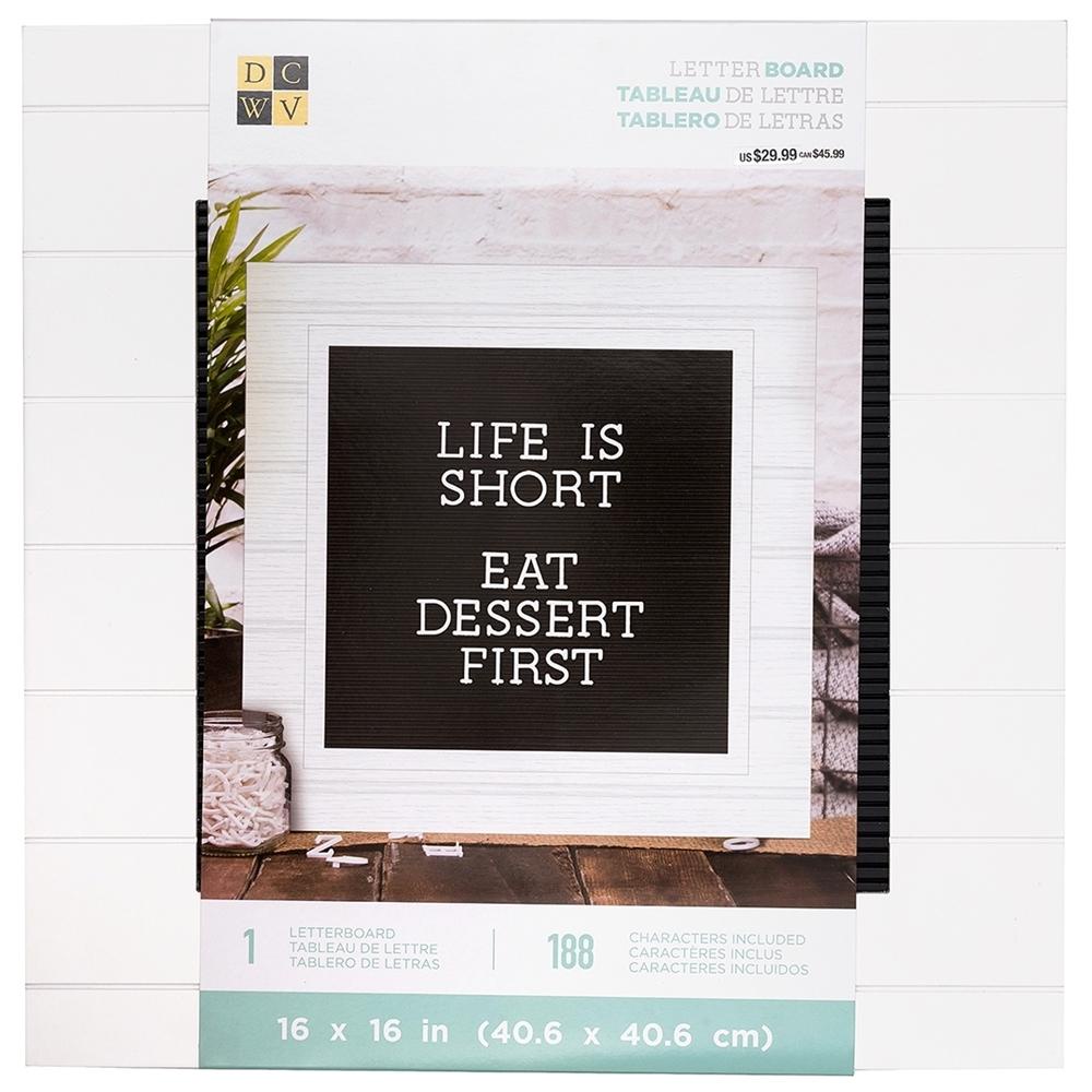 Quadro Letreiro/Letterboard Clássico preto com branco DCWV - 40x40cm - 188 letras em Oferta na Shopee