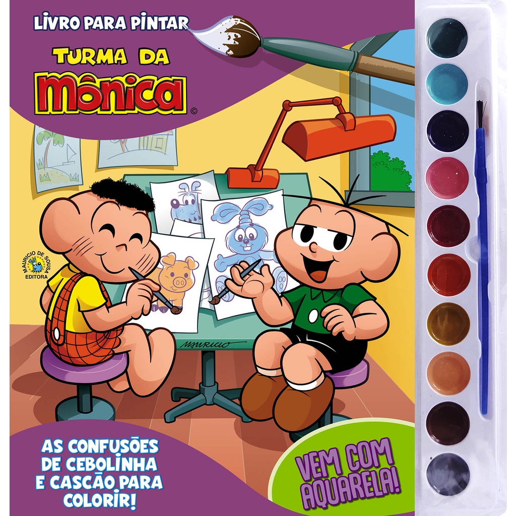 Turma da Mônica Livro para Pintar com Aquarela - Cebolinha e Cascão