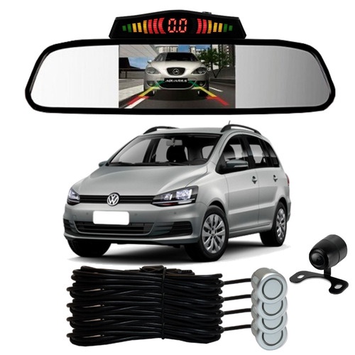 Sensor De Ré + Espelho Camera Ré Vw Spacefox Prata