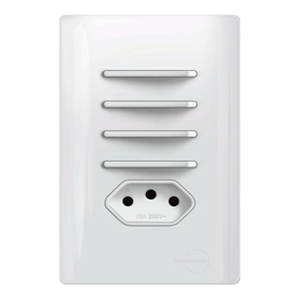 Interruptor 4 Teclas Simples com 1 Tomada de 20A Total White Dicompel Novara em Oferta na Shopee