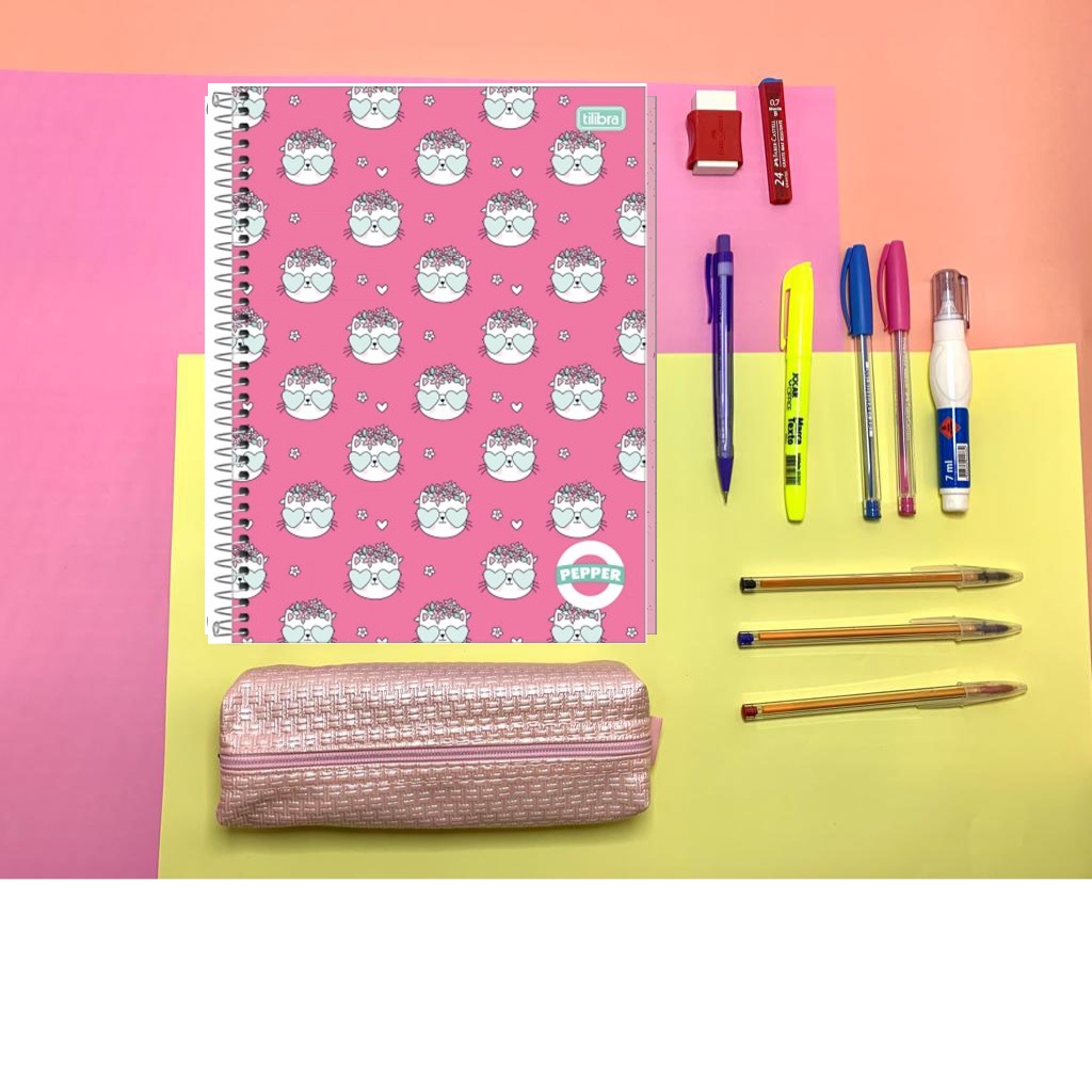 Kit Material Escolar Feminino Essencial Com Caderno De 10 Materias Shopee Brasil 7190