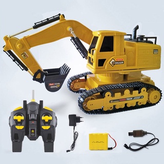 kids toys Carro de escavação de engenharia rc, veículo de cavação com 10 canais 1:24, recarregável com luzes de música,Brinquedos de Controle Remoto