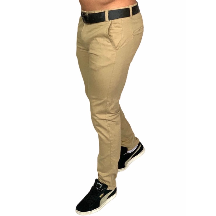 Calça Masculina Chino Sarja Bege Premium