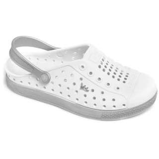 Babuche Plugt Joy Exclusive Branco Prata