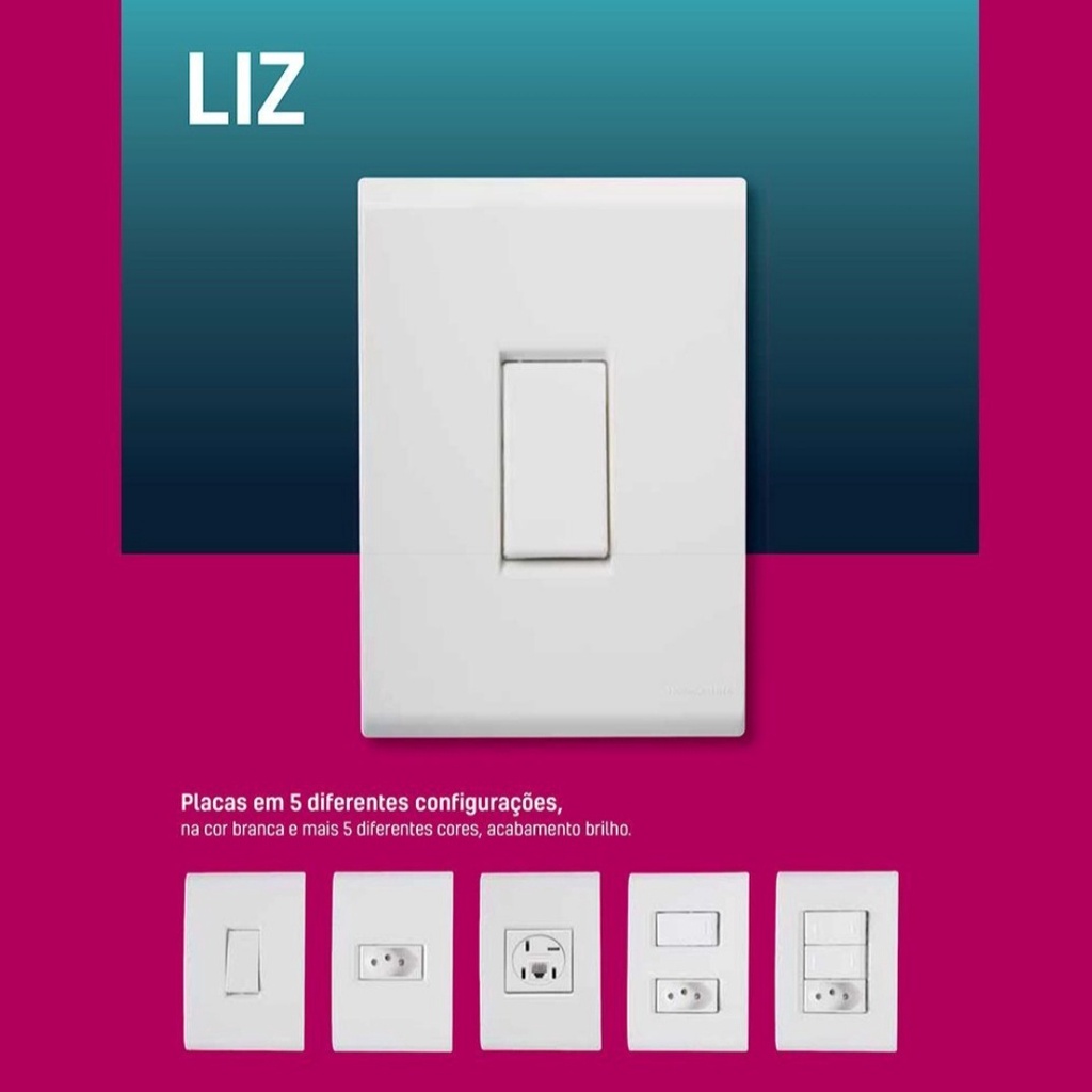 Conjunto Tomada e Interruptor Completo Tramontina Liz Cor Branca