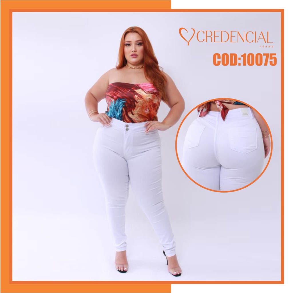 Calça Branca Skinny Plus Size Cintura Alta Com Lycra (Elastano) Enfermagem Medicina