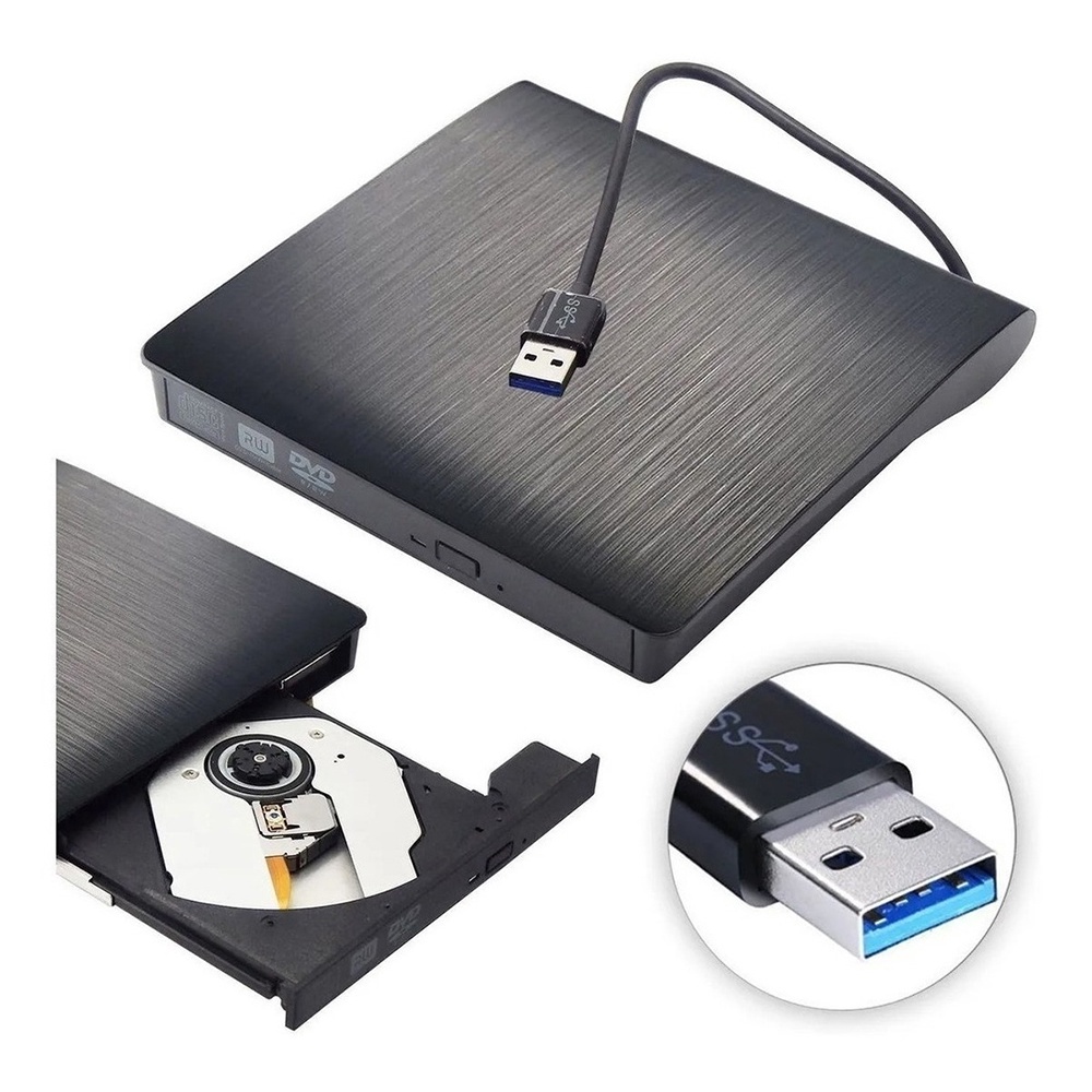 Gravador de Dvd Externo para Notebook 5 Gbps Usb 3.0 Plug Play Portátil