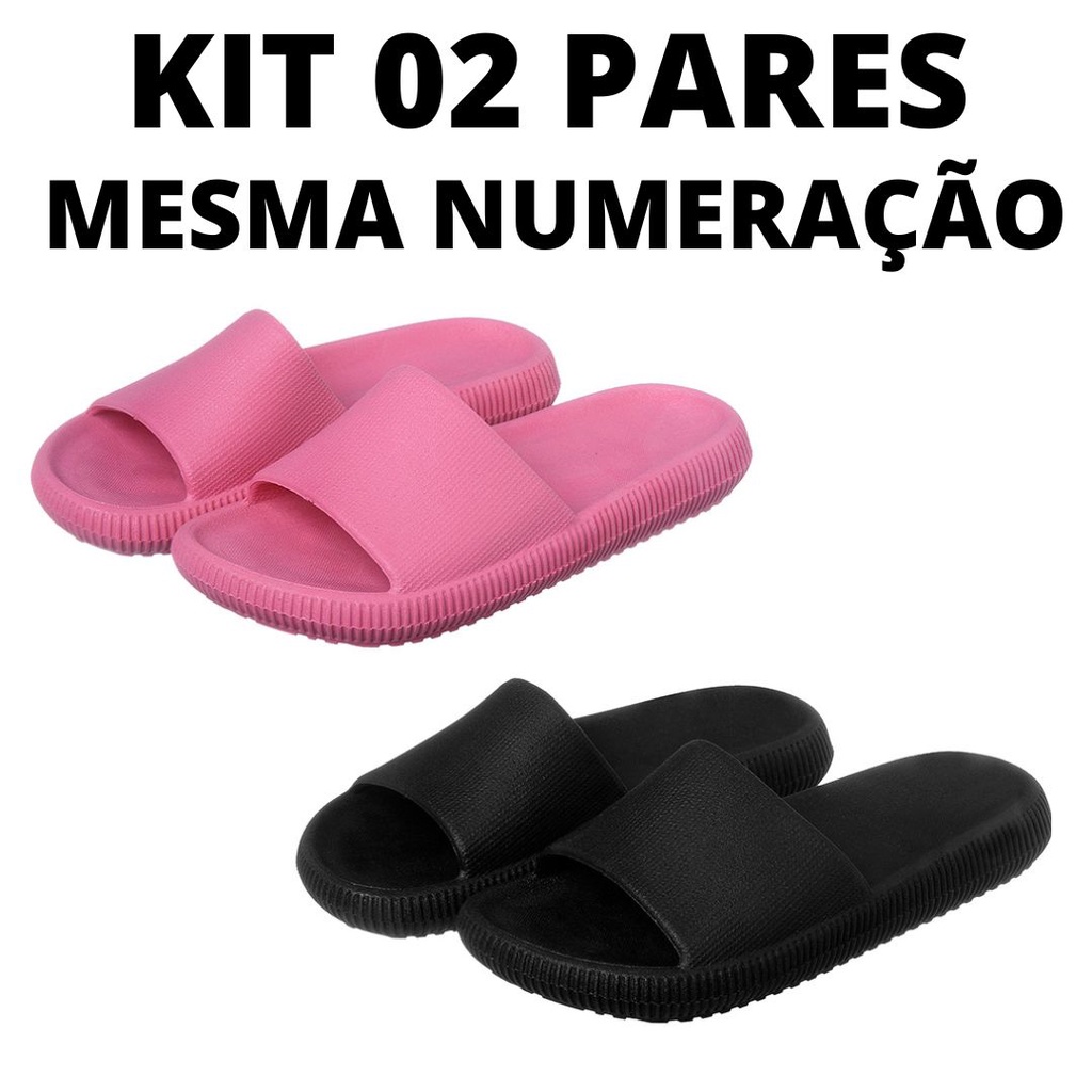 Kit de 02 pares Chinelo Feminino  Slide Nuvem Anatômico Confort Unissex *mesma numeração o...