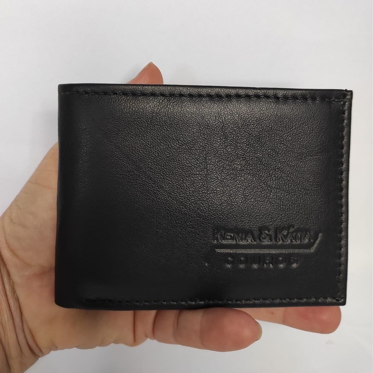 Carteira Masculina de Bolso em Couro Legitimo Sem Plásticos - Porta Cartão, Moedas, Documento, RG, CNH, Dinheiro
