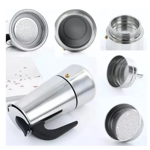 Cafeteira Expresso Tipo Italiana Luxo Tipo Moka Inox 9 Xicaras Compatível com Fogão de Indução Aprox 450