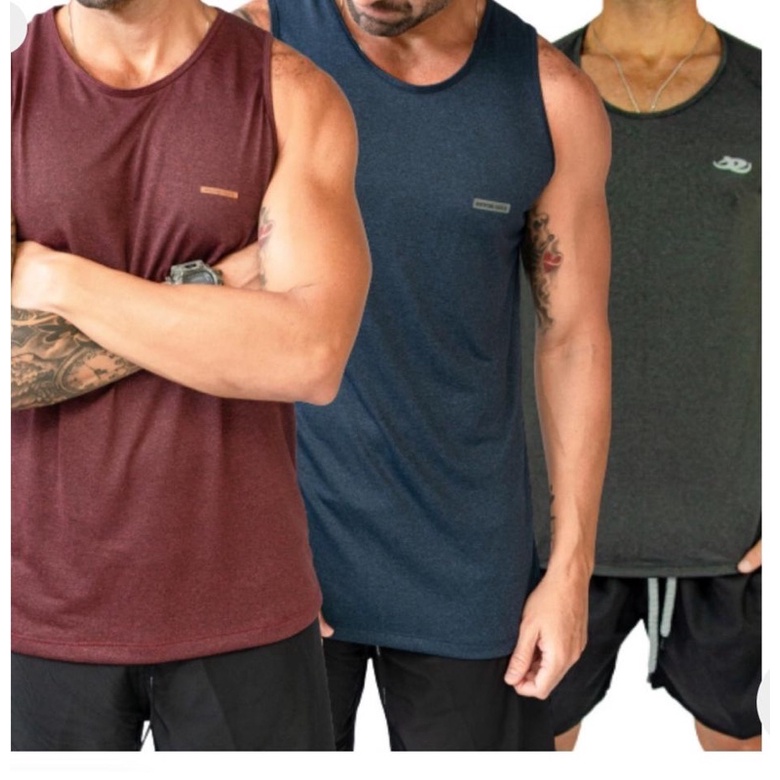 Kit 3 Regatas Masculina Para Academia Treino Praia Longline Malhafu radinha